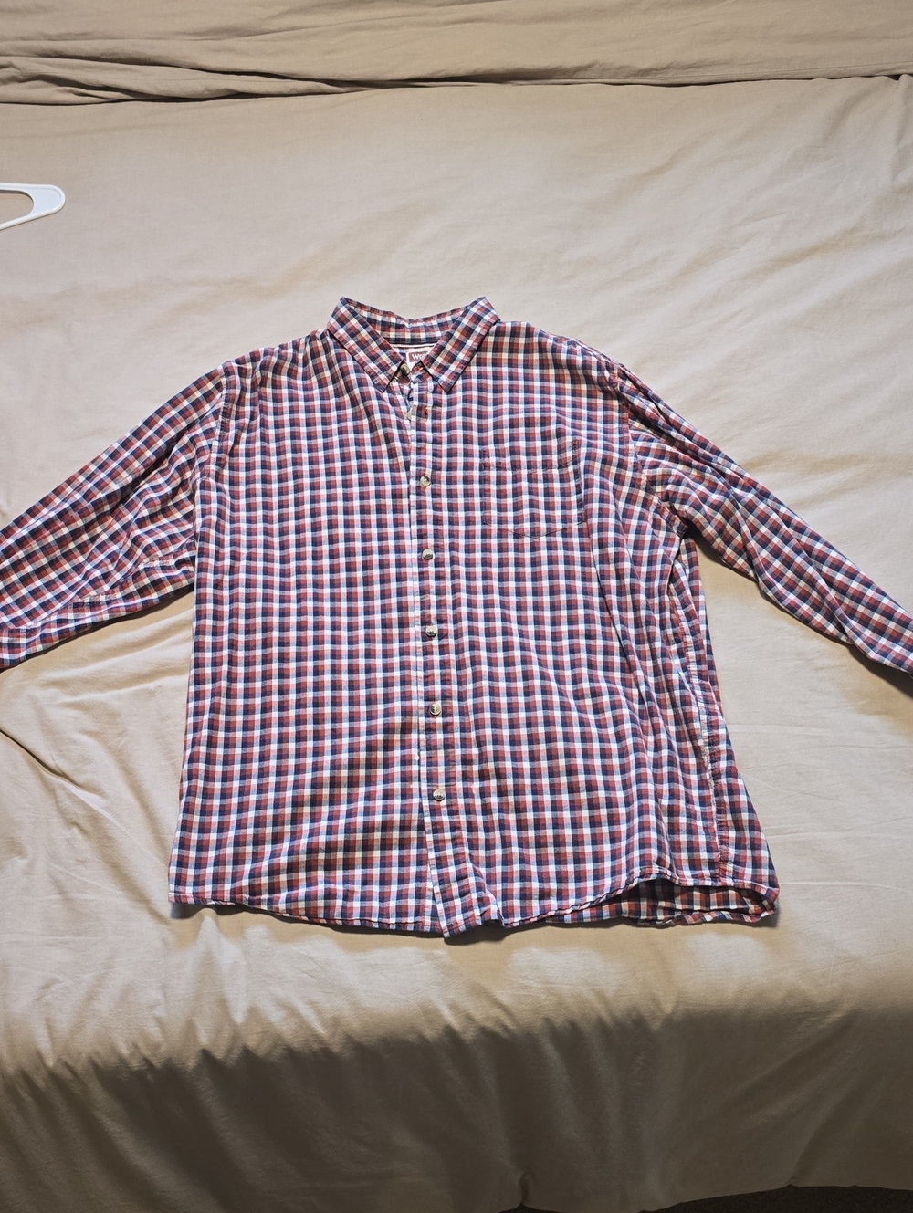 Wrangler Red and Blue Check Button-Down Shirt
